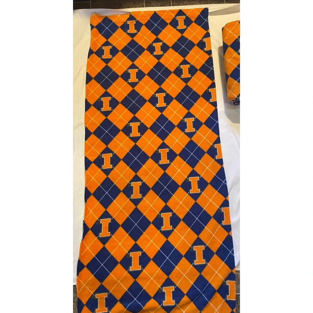 Illini University of Illinois Fleece 1 - Pillow Case And 4 - Curtain Panels NCAA